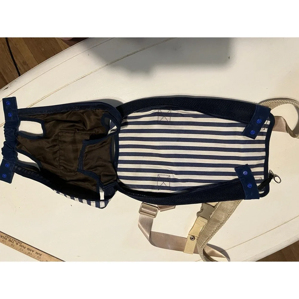 COODIA Legs Out Front Pet Dog Carrier Front Chest Backpack Blue Striped XL